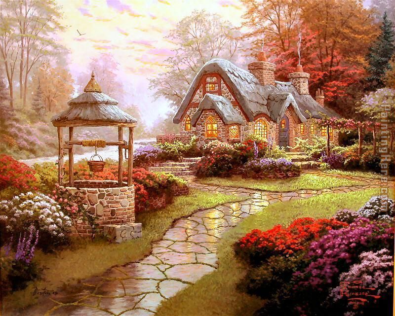 Make a Wish Cottage 2 painting - Thomas Kinkade Make a Wish Cottage 2 art painting